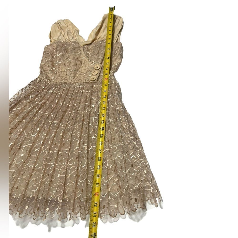 Anthropology Frock! By Tracy Reese Nude Gold Floral Fit and Flare Mini dress - Picture 8 of 11
